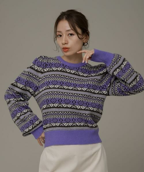 Sonny Label / サニーレーベル ニット・セーター | フェアアイル柄パフスリニットプルオーバー | 詳細25