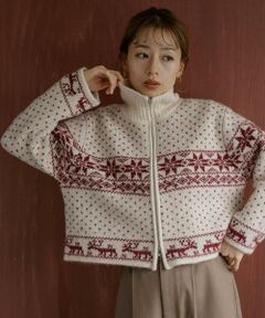 Sonny Label / サニーレーベル ニット・セーター | ノルディック柄ブルゾンニット