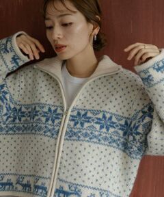 Sonny Label / サニーレーベル ニット・セーター | ノルディック柄ブルゾンニット