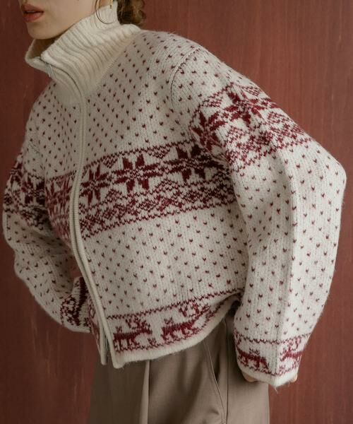 Sonny Label / サニーレーベル ニット・セーター | ノルディック柄ブルゾンニット | 詳細1