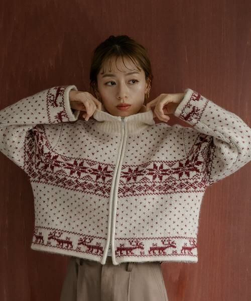 Sonny Label / サニーレーベル ニット・セーター | ノルディック柄ブルゾンニット | 詳細2