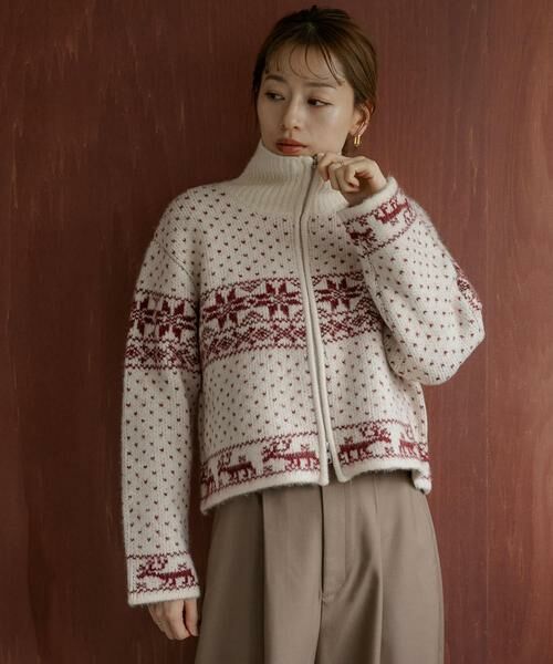 Sonny Label / サニーレーベル ニット・セーター | ノルディック柄ブルゾンニット | 詳細3