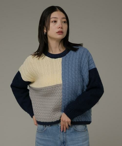 Sonny Label / サニーレーベル ニット・セーター | パッチワーク柄編みニットプルオーバー | 詳細14