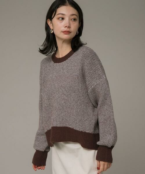 Sonny Label/サニーレーベル バーズアイジャガードニットプルオーバー ブラウン FREE Sonny Label/サニーレーベル バーズアイジャガードニットプルオーバー ブラウン FREE