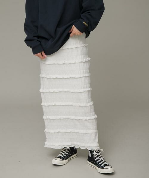 Sonny Label/サニーレーベル ニットレースイージースカート アイボリー FREE