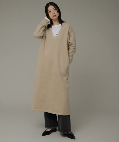 Sonny Label/サニーレーベル Vネックスウェットワンピース ベージュ FREE