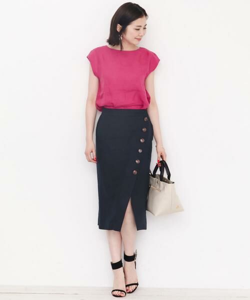 Sonny Label / サニーレーベル スカート | ラップ風フロント釦スカート∴ | 詳細2