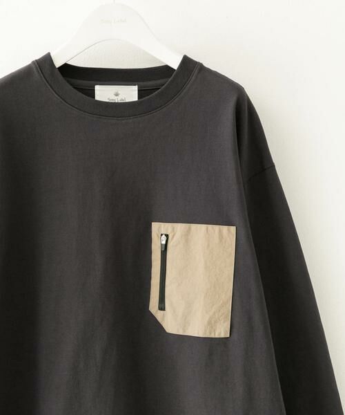 Sonny Label / サニーレーベル Tシャツ | ナイロンポケット切替ロングスリーブTEE(チャコールグレー)