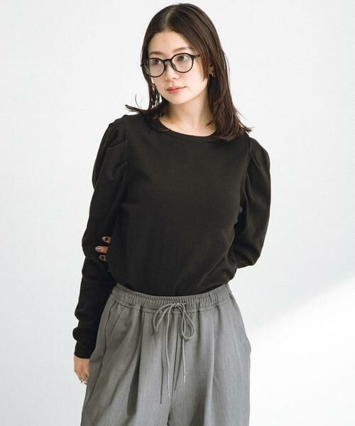 Sonny Label / サニーレーベル Tシャツ | パフスリーブフライス/ジャガードロングTシャツ | 詳細11