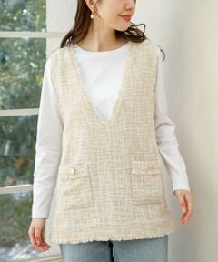 Sonny Label / サニーレーベル ベスト | 『WEB/一部店舗限定』ツイードVネックベスト