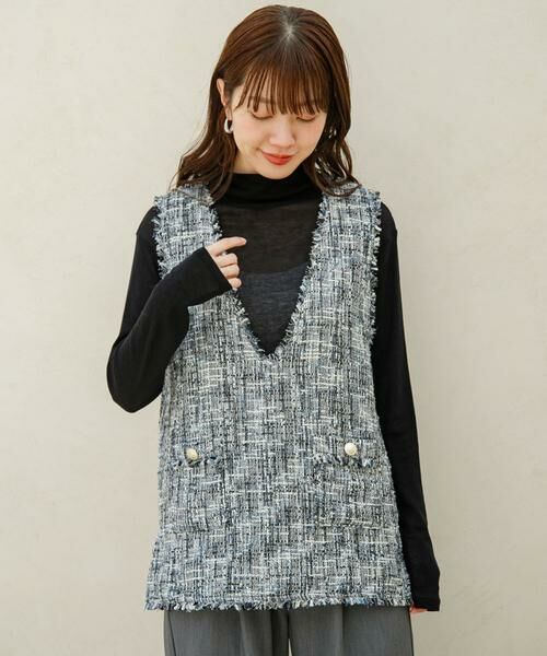 Sonny Label / サニーレーベル ベスト | 『WEB/一部店舗限定』ツイードVネックベスト | 詳細1