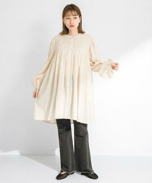 Sonny Label / サニーレーベル ワンピース | コットンギャザーチュニックブラウスミニワンピース | 詳細5