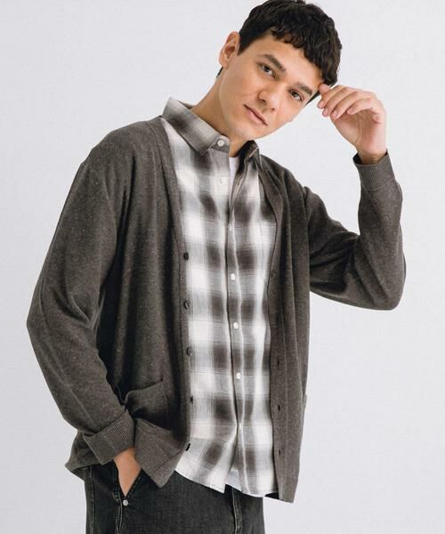Sonny Label/サニーレーベル リネン混ニットカーディガン チャコールグレー M Sonny Label/サニーレーベル リネン混ニットカーディガン チャコールグレー M