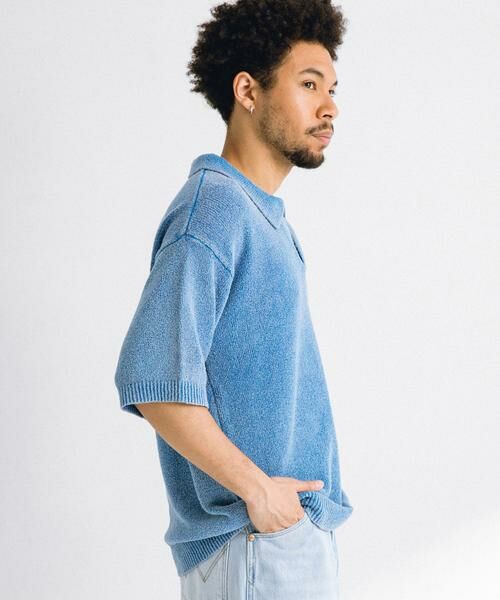 Sonny Label / サニーレーベル ポロシャツ | インディゴパイルスキッパーポロシャツ | 詳細15