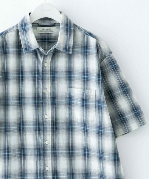 Sonny Label/サニーレーベル 『吸水速乾/接触冷感』リネン混ハーフスリーブシャツ ブルー系その他 L Sonny Label/サニーレーベル 『吸水速乾/接触冷感』リネン混ハーフスリーブシャツ ブルー系その他 L