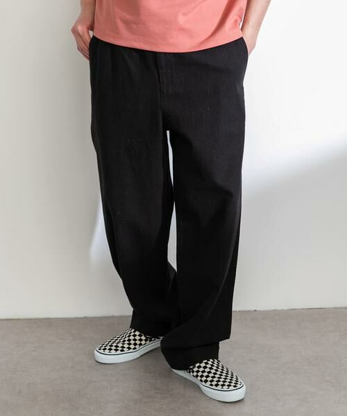 Sonny Label/サニーレーベル コットンリネンワイドイージーパンツ ブラック L Sonny Label/サニーレーベル コットンリネンワイドイージーパンツ ブラック L