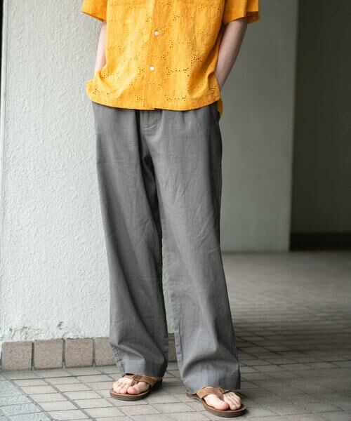 Sonny Label/サニーレーベル コットンリネンワイドイージーパンツ チャコールグレー L Sonny Label/サニーレーベル コットンリネンワイドイージーパンツ チャコールグレー L