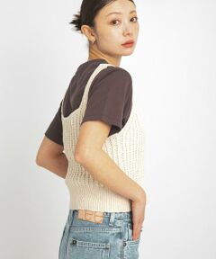 Sonny Label / サニーレーベル キャミソール・チューブトップ | 2WAY透かし編みニットビスチェ