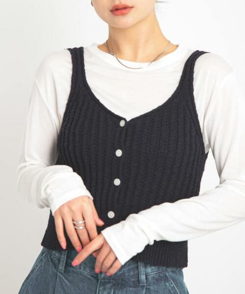 Sonny Label / サニーレーベル キャミソール・チューブトップ | 2WAY透かし編みニットビスチェ | 詳細1