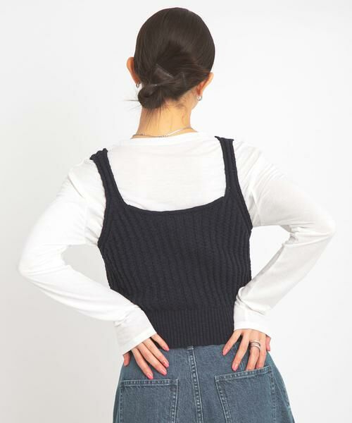 Sonny Label / サニーレーベル キャミソール・チューブトップ | 2WAY透かし編みニットビスチェ | 詳細4