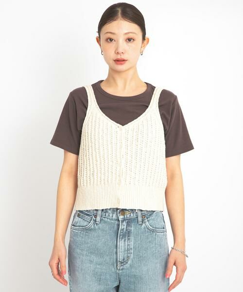Sonny Label / サニーレーベル キャミソール・チューブトップ | 2WAY透かし編みニットビスチェ | 詳細28