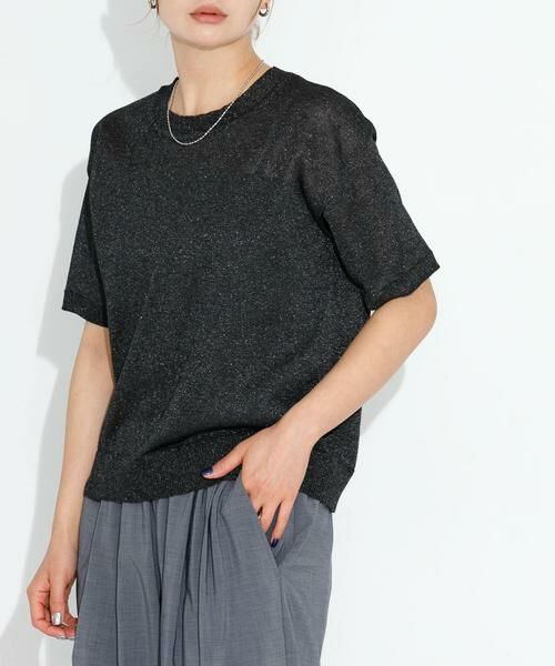 Sonny Label/サニーレーベル シアーラメニットTシャツ ブラック FREE Sonny Label/サニーレーベル シアーラメニットTシャツ ブラック FREE