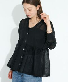 Sonny Label / サニーレーベル カーディガン・ボレロ | シアーペプラムニットカーディガン