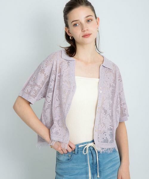 Sonny Label / サニーレーベル シャツ・ブラウス | フラワーメッシュサマーニットシャツ | 詳細1