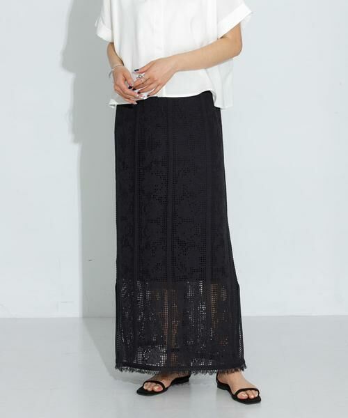 Sonny Label/サニーレーベル フラワーメッシュスカート チャコールグレー FREE