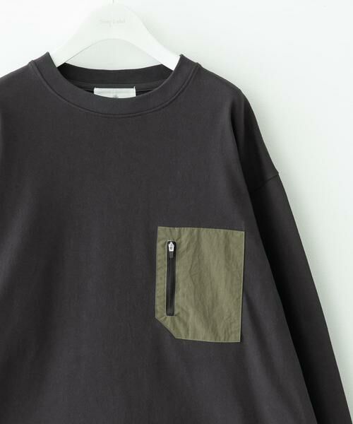 Sonny Label/サニーレーベル ヘビーウェイトナイロン布帛ポケットロングスリーブTシャツ チャコールグレー M Sonny Label/サニーレーベル ヘビーウェイトナイロン布帛ポケットロングスリーブTシャツ チャコールグレー M