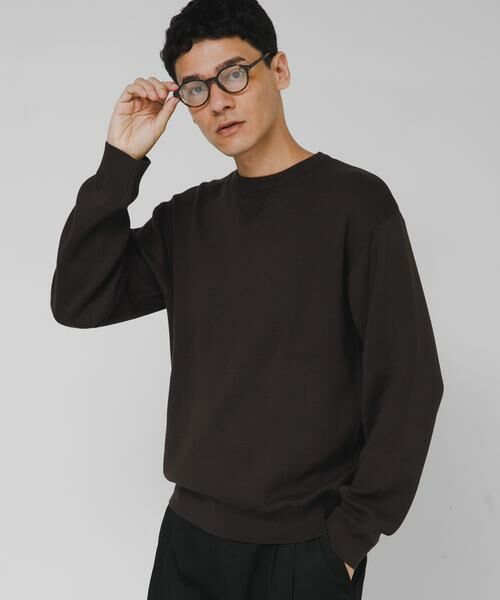 Sonny Label/サニーレーベル スウェットライクニットプルオーバー ダークブラウン L Sonny Label/サニーレーベル スウェットライクニットプルオーバー ダークブラウン L