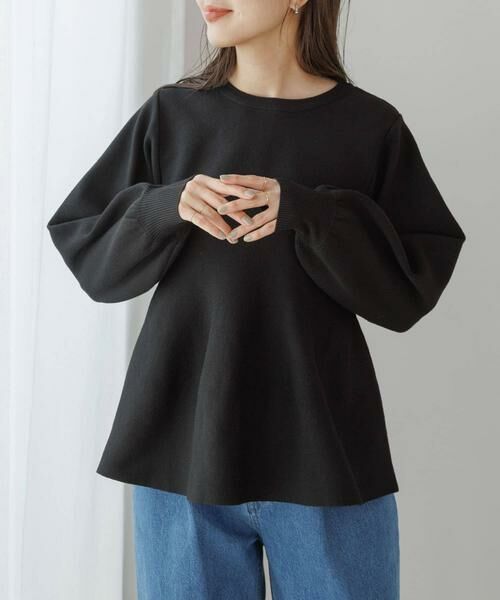 Sonny Label / サニーレーベル ニット・セーター | 『WEB限定』2WAYペプラムニットプルオーバー（ブラック）