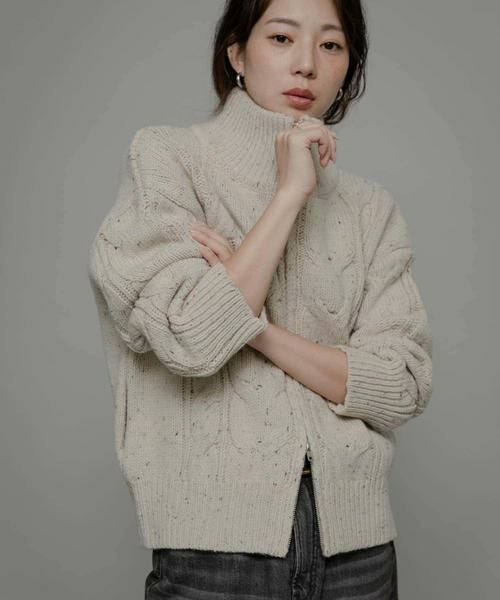 Sonny Label / サニーレーベル ニット・セーター | ウールケーブルニットジップブルゾン | 詳細2