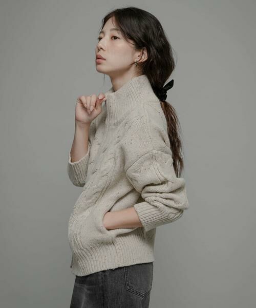 Sonny Label / サニーレーベル ニット・セーター | ウールケーブルニットジップブルゾン | 詳細3