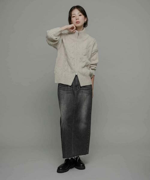 Sonny Label / サニーレーベル ニット・セーター | ウールケーブルニットジップブルゾン | 詳細5