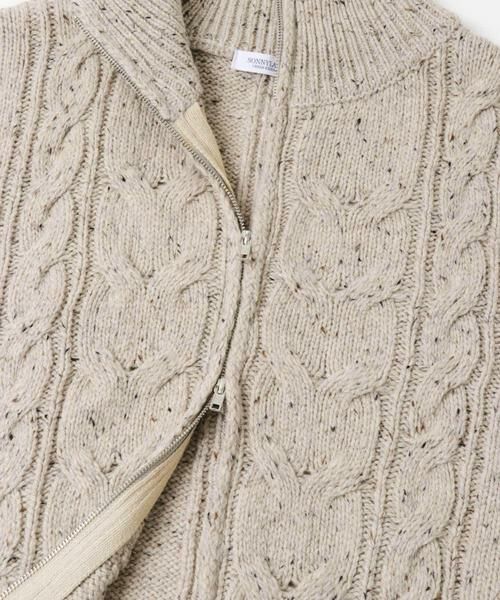 Sonny Label / サニーレーベル ニット・セーター | ウールケーブルニットジップブルゾン | 詳細21