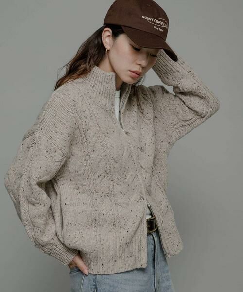 Sonny Label / サニーレーベル ニット・セーター | ウールケーブルニットジップブルゾン | 詳細14