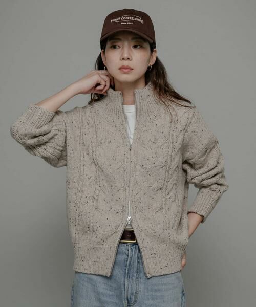 Sonny Label / サニーレーベル ニット・セーター | ウールケーブルニットジップブルゾン | 詳細15