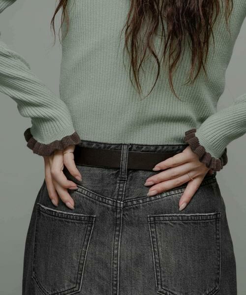 Sonny Label / サニーレーベル ニット・セーター | 袖口フリルハイネックプルオーバー | 詳細1