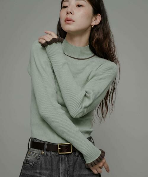 Sonny Label / サニーレーベル ニット・セーター | 袖口フリルハイネックプルオーバー | 詳細3