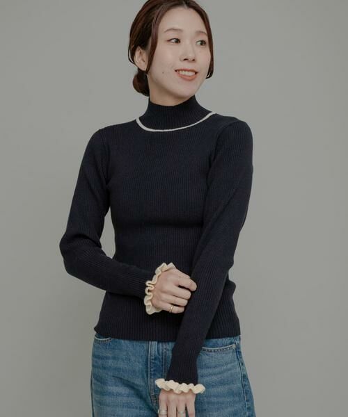 Sonny Label / サニーレーベル ニット・セーター | 袖口フリルハイネックプルオーバー | 詳細12