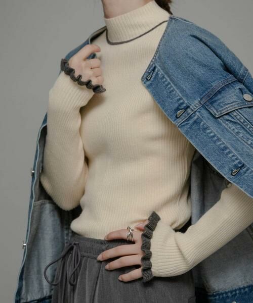Sonny Label / サニーレーベル ニット・セーター | 袖口フリルハイネックプルオーバー | 詳細10