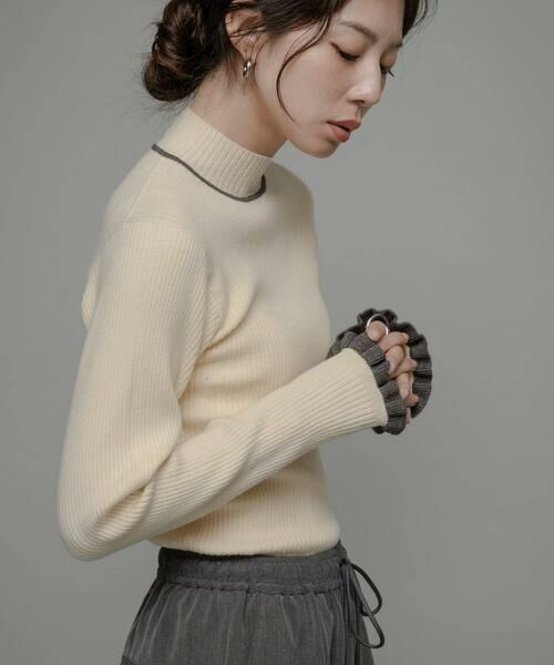 Sonny Label / サニーレーベル ニット・セーター | 袖口フリルハイネックプルオーバー | 詳細12