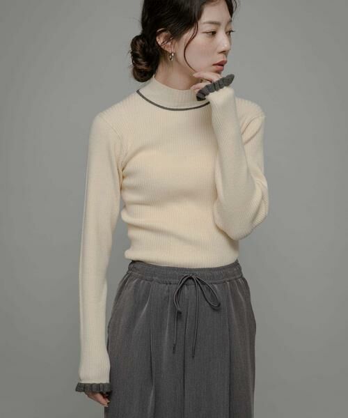Sonny Label / サニーレーベル ニット・セーター | 袖口フリルハイネックプルオーバー | 詳細13