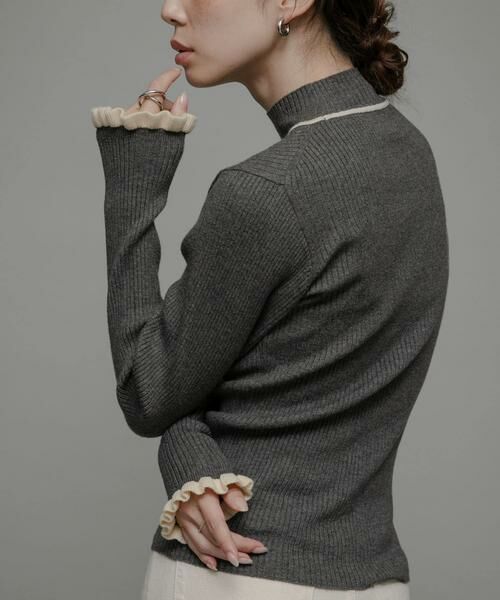 Sonny Label/サニーレーベル 袖口フリルハイネックプルオーバー グレー FREE Sonny Label/サニーレーベル 袖口フリルハイネックプルオーバー グレー FREE