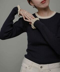 Sonny Label / サニーレーベル ニット・セーター | 『洗濯可』袖口フリルクルーネックプルオーバー
