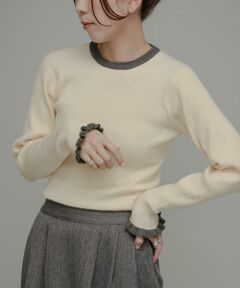 Sonny Label / サニーレーベル ニット・セーター | 『洗濯可』袖口フリルクルーネックプルオーバー