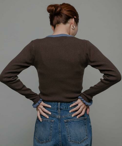 Sonny Label / サニーレーベル ニット・セーター | 『洗濯可』袖口フリルクルーネックプルオーバー | 詳細4