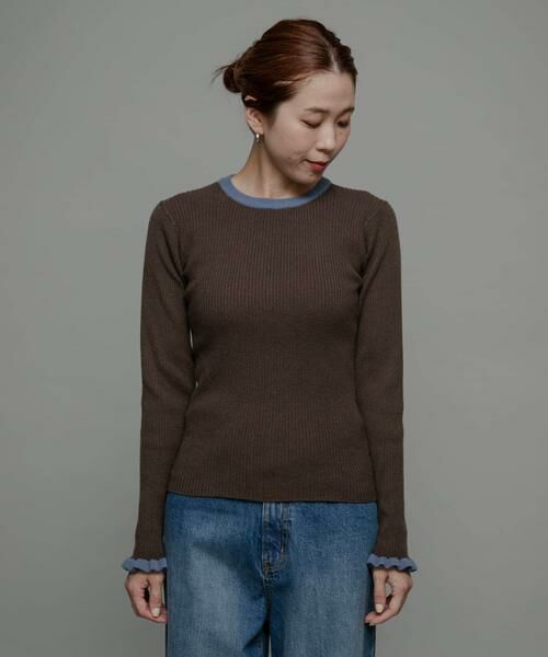 Sonny Label / サニーレーベル ニット・セーター | 『洗濯可』袖口フリルクルーネックプルオーバー | 詳細8