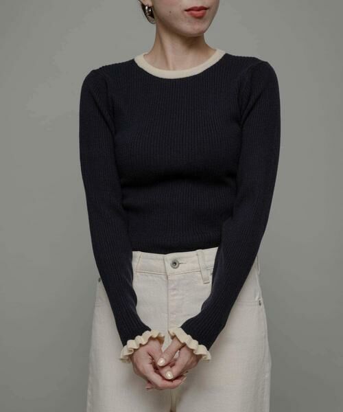 Sonny Label / サニーレーベル ニット・セーター | 『洗濯可』袖口フリルクルーネックプルオーバー | 詳細13